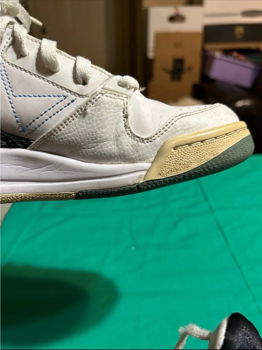 Jordan High Top Sneakers - White with Light Blue Accents